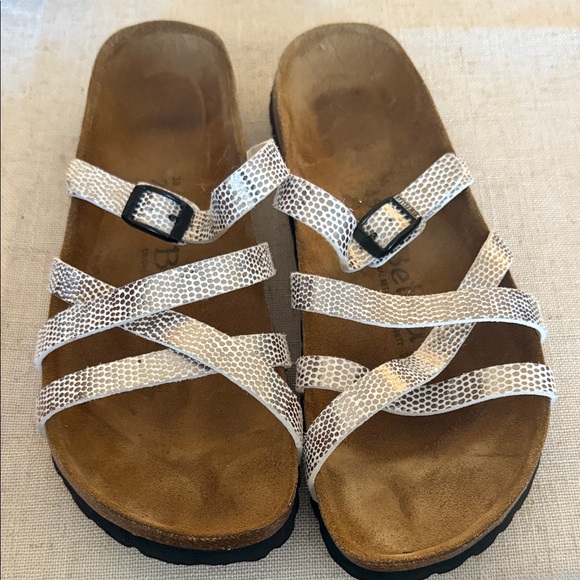 Birkenstock White Patterned Sandals - Picture 1 of 5